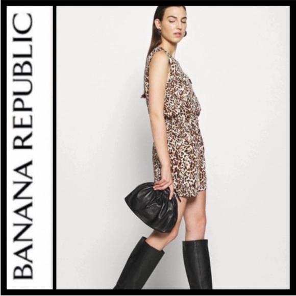 Banana Republic Leopard Print Sleeveless Utility Romper Size 8 Lyocell - Picture 13 of 13
